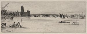 Oude Westminster Bridge, 1859 door James Abbott McNeill Whistler
