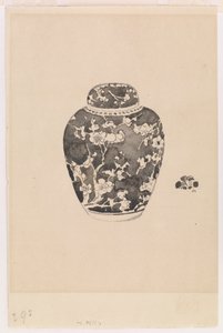 Ovormige gemberpot met klokvormige deksel door James Abbott McNeill Whistler