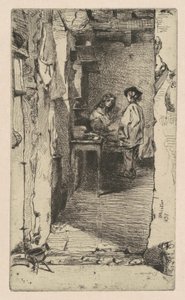 Voddenrapers, Quartier Mouffetard, Parijs door James Abbott McNeill Whistler