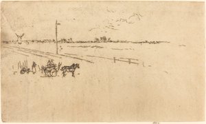 Treinstation, Voves (1887) door James Abbott McNeill Whistler