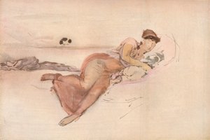 Roze en Roze, Het Middagdutje van de Moeder, ca. 1875 door James Abbott McNeill Whistler