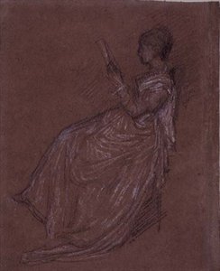 Zittende dame lezend, studie voor Mrs Layland (pastelkrijt op papier)