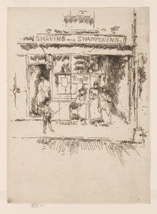 Scheren en shampooën, ca. 1886-88 door James Abbott McNeill Whistler