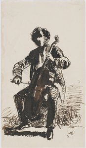 Sir Seymour Haden Speelt de Cello, c.1855 door James Abbott McNeill Whistler
