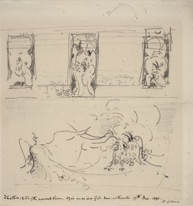 Schets van de Pauwenkamer door James Abbott McNeill Whistler