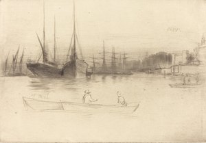 Stoomschepen bij de toren, 1875 door James Abbott McNeill Whistler