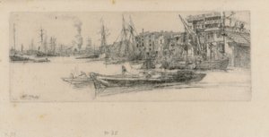 Thames Magazijnen, 1859 door James Abbott McNeill Whistler