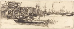 Thames Magazijnen, 1859 door James Abbott McNeill Whistler