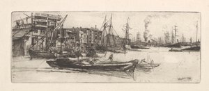 Thames Magazijnen, 1859 door James Abbott McNeill Whistler