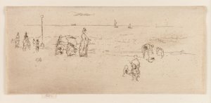 Het strand, Oostende door James Abbott McNeill Whistler