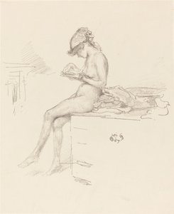 Het Kleine Naakte Model, Lezend, 1889-1890 door James Abbott McNeill Whistler