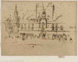 De Markt, Brugge, 1887 door James Abbott McNeill Whistler