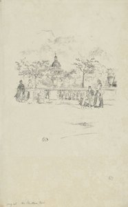Het Pantheon, vanaf het terras van de Luxemburgse Tuinen door James Abbott McNeill Whistler