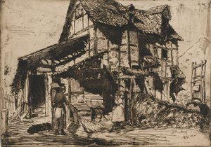 Het Onveilige Huurhuis. Een van de Twaalf Etsen uit de Natuur. De Franse Set door James Abbott McNeill Whistler