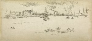 Tilbury, uit een set van twaalf etsen getiteld The Naval Review, 1887 door James Abbott McNeill Whistler
