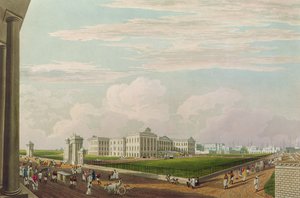 Een uitzicht op Government House, Calcutta, 1826, gegraveerd door Robert Havell de Jongere