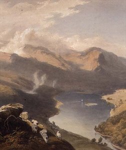 Grasmere vanaf Langdale Fell, detail van het meer, uit "The English Lake District", 1853