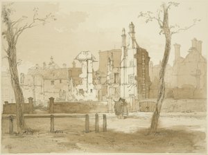 Westzijde van Queen Square, na de rellen door James Baker Pyne