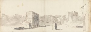 Rome, een uitzicht op de Boog van Constantijn met andere ruïnes door James Barry