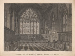 Binnenaanzicht van het oostelijke uiteinde van de kapel van Merton College door James Basire