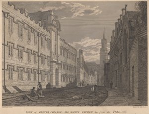 Uitzicht op Exeter College, All Saints Church, vanaf de Turl door James Basire