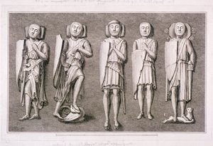 Vijf Beeltenissen van Ridders uit Temple Church, Londen door James Basire I