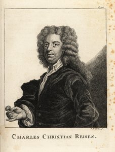 Portret van Charles Christian Reisen (1680-1725), Engelse edelsteen- en zegelgraveur door James Bretherton