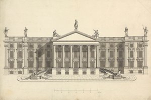 Voltooide Tekening van Ongeïdentificeerd Palladiaans Landhuis door James Bruce