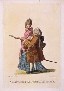 Een macaroni wethouder en zijn rib, ca. 1770