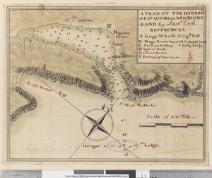 ia. Een plan van de haven van St. Johns in Newfoundland door James Cook