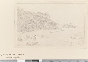 Een Uitzicht op de Waterplaats Tegadoo Bay, Nieuw-Zeeland, 23 okt 1769