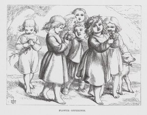 Bloemoffers (gravure) door James Dawson Watson