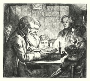 Scène in een Schots Huisje door James Dawson Watson