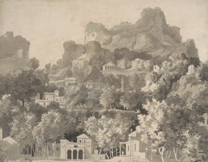 Rotsachtig landschap met klassieke gebouwen, ca. 1745