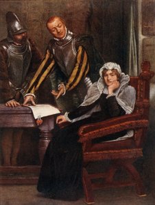 De abdicatie in Lochleven Castle van Mary Stuart, koningin van Schotland