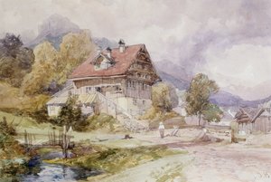 Chalet, Brunnen, Vierwoudstrekenmeer door James Duffield Harding