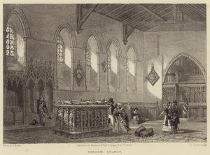 Cobham kerk (gravure) door James Duffield Harding
