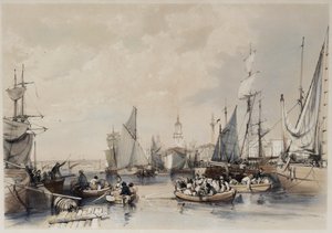 De Haven van Londen, 1834 door James Duffield Harding