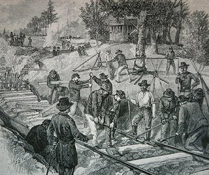 Troepen die een spoorlijn vernietigen door James E. Taylor