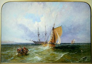 Schepen voor de kust door James Edwin Meadows
