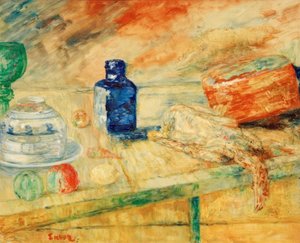 De blauwe flacon door James Sidney Ensor