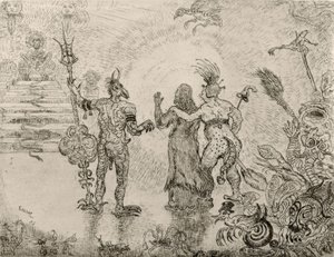 Les diables Dzitts et Hihanox conduisant le Christ aux enfers door James Sidney Ensor