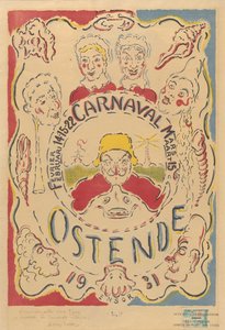 Plakat für den Karneval in Ostende door James Ensor