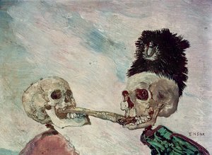Skeletten die vechten om een Haring door James Ensor