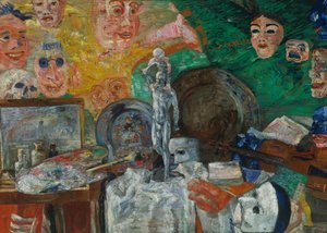 Stilleven in het atelier of Attributen van de Kunsten door James Ensor