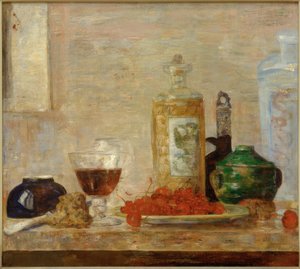 Stilleven met kersen door James Sidney Ensor