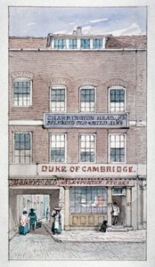 Uitzicht op de Duke of Cambridge Tavern, Shoe Lane, City of London, c. 1840