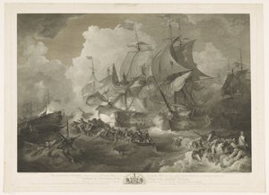 Overwinning van de Engelse vloot op de Franse vloot, 1794 door James Fittler