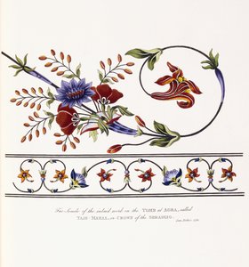 Facsimile van het ingelegde werk op het Graf in Agra, genaamd Taje-Mahal, of Kroon van het Serail door James Forbes