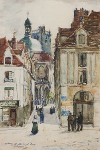 Dieppe, Rue Notre Dame, vanaf de kade, ca. 1900 door James Garden Laing